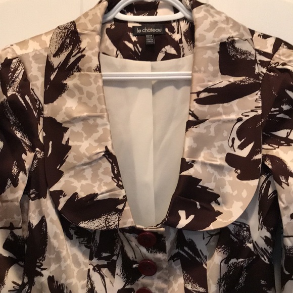 🧵 Le Chateau Brown Print Blazer - Picture 3 of 4